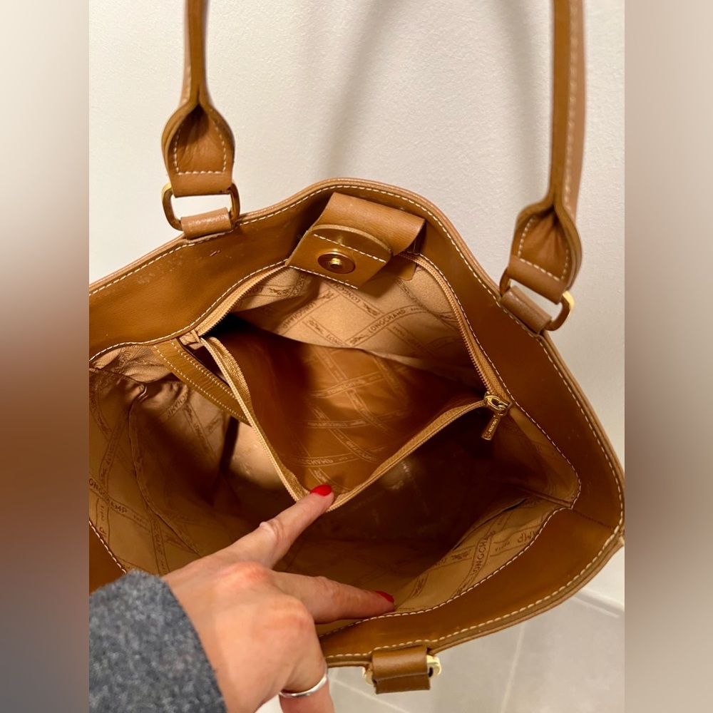 Longchamp Small Leather Tote | Brown - Picture 9 of 15